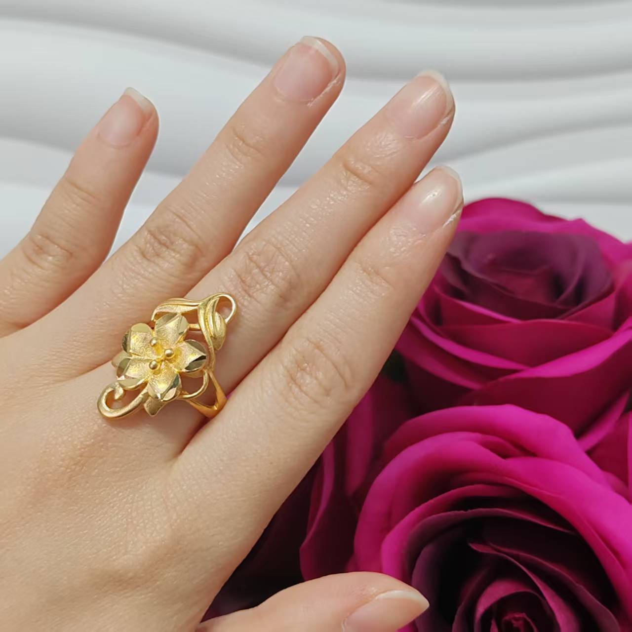 3pcs/lot gold plated big ring adjustable size